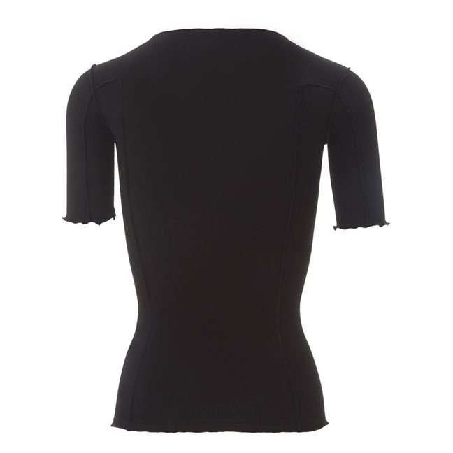 Geripptes T-Shirt Omato aus Bio-Baumwolle | Schwarz