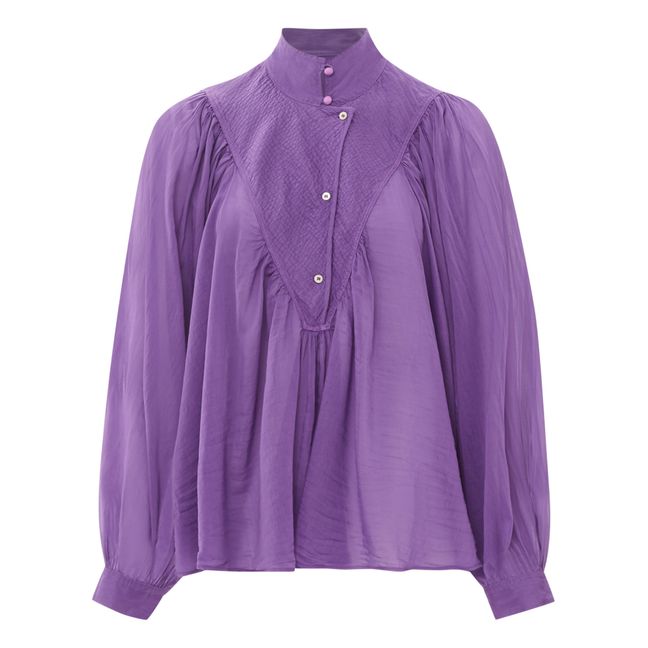 Bohemian Cotton and Silk Blouse Purple