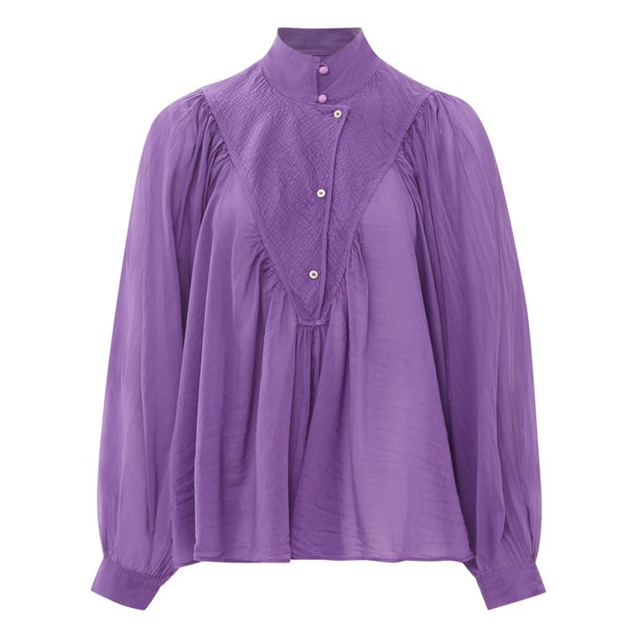 Bohemian Cotton and Silk Blouse Violett- Produktbild Nr. 0