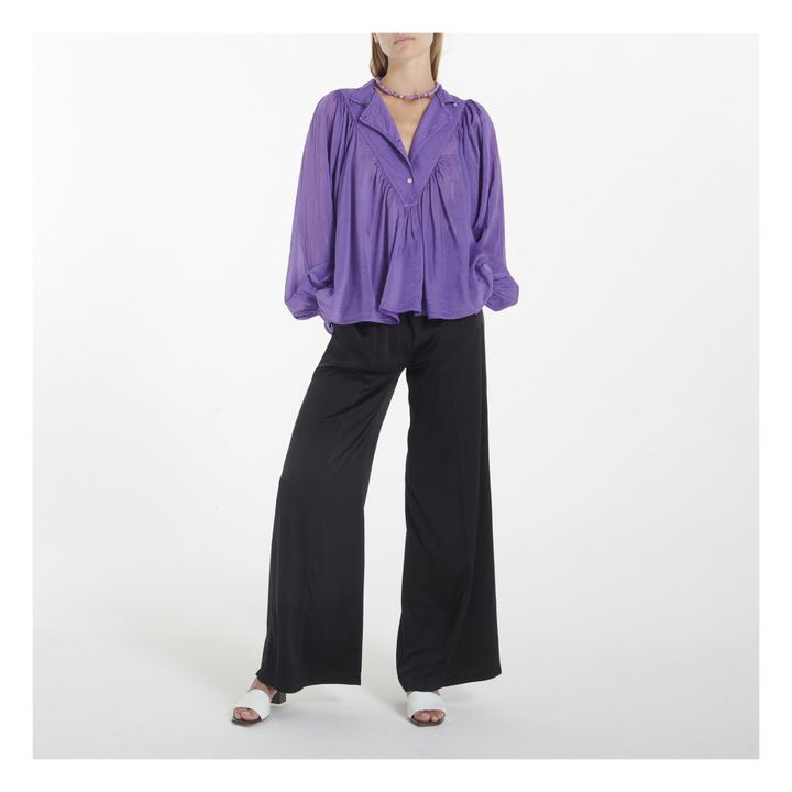 Bohemian Cotton and Silk Blouse Purple- Product image n°1