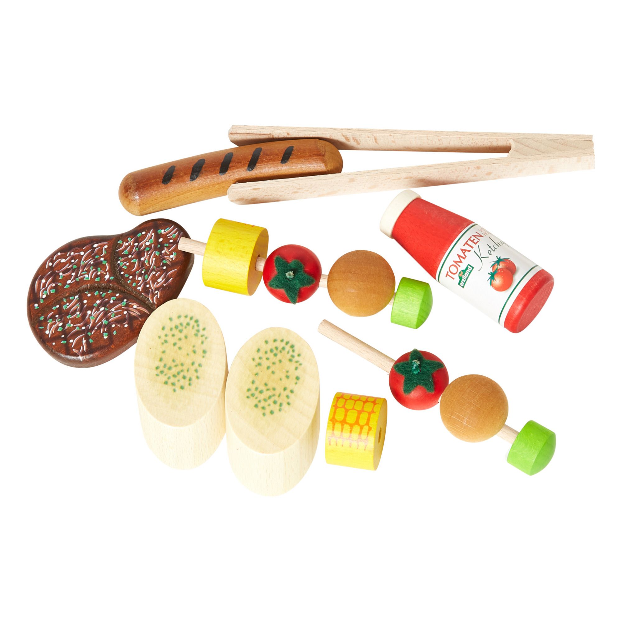 Wooden Barbecue Toy Set 14 Pieces Erzi Toys and Hobbies Children