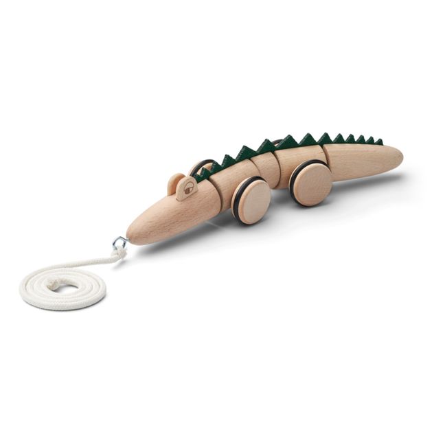 Crocodile à tirer en bois | Vert