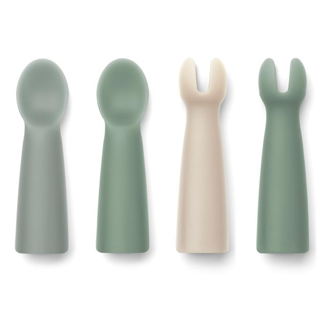 Couverts bébé Terra en silicone | Bleu gris