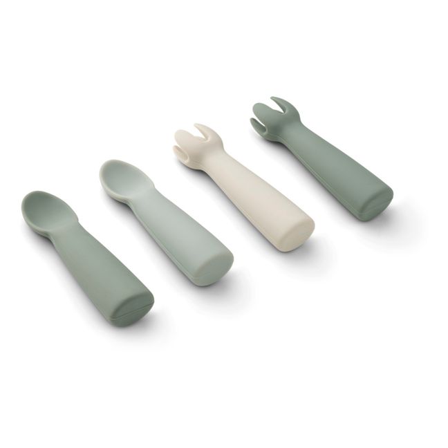 Terra Silicone Baby Cutlery | Grey blue