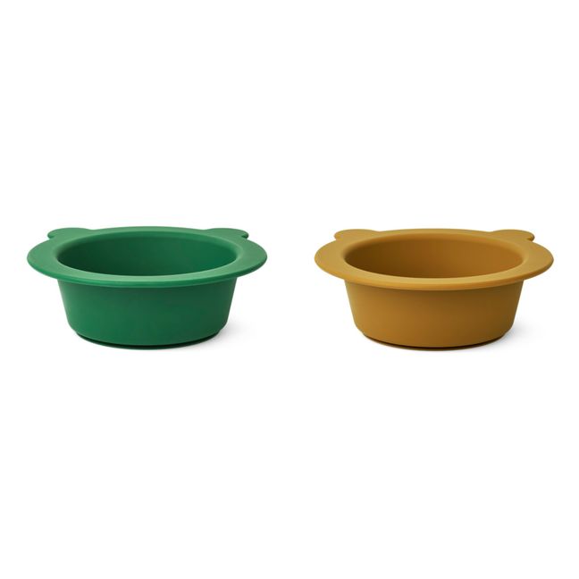 Peony Silicone Non-Slip Bowls - Set of 2 Grün