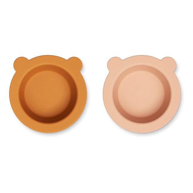 Bols antidérapant Peony en silicone-set de 2 | Rose
