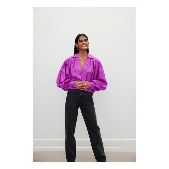 Blusa de raso Petale | Violeta- Imagen del producto n°0