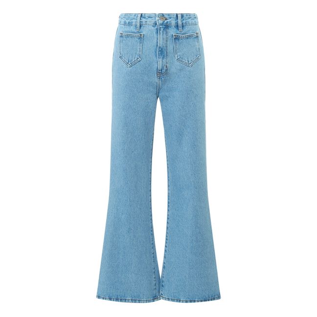 Organic Cotton Flared Jeans Vaquero Blanqueado