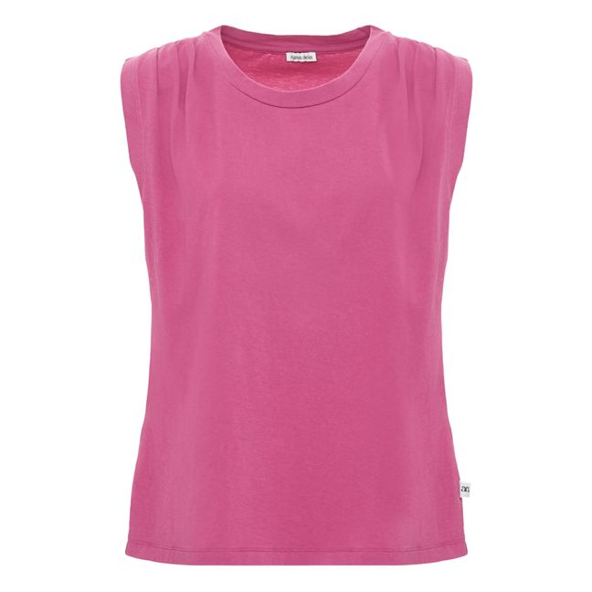 Débardeur Plissé Marine - Coton Bio | Rose fuschia
