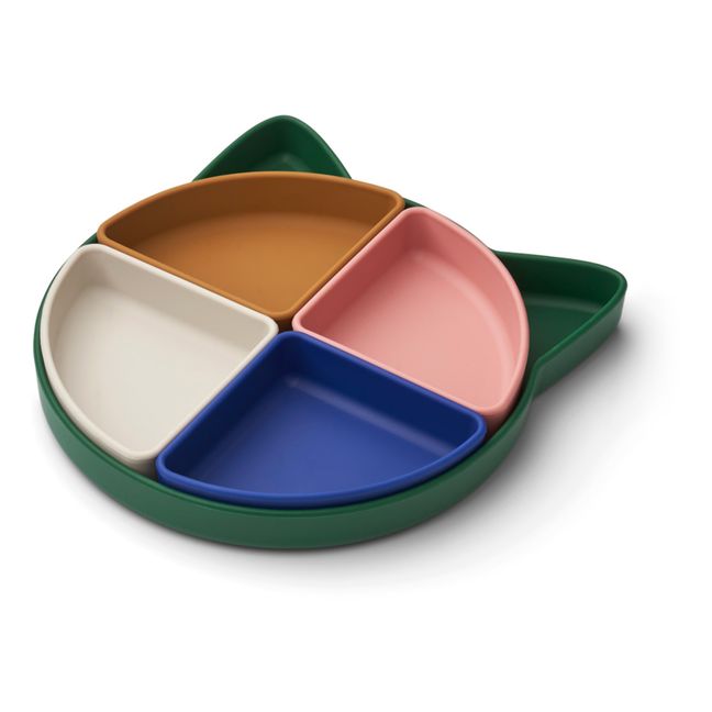 Plato con compartimentos de silicona Arne | Verde