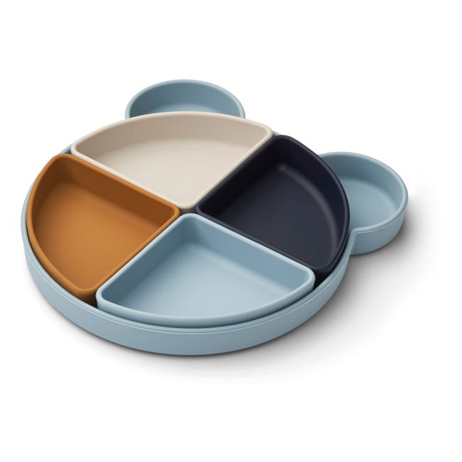 Plato con compartimentos de silicona Arne | Azul