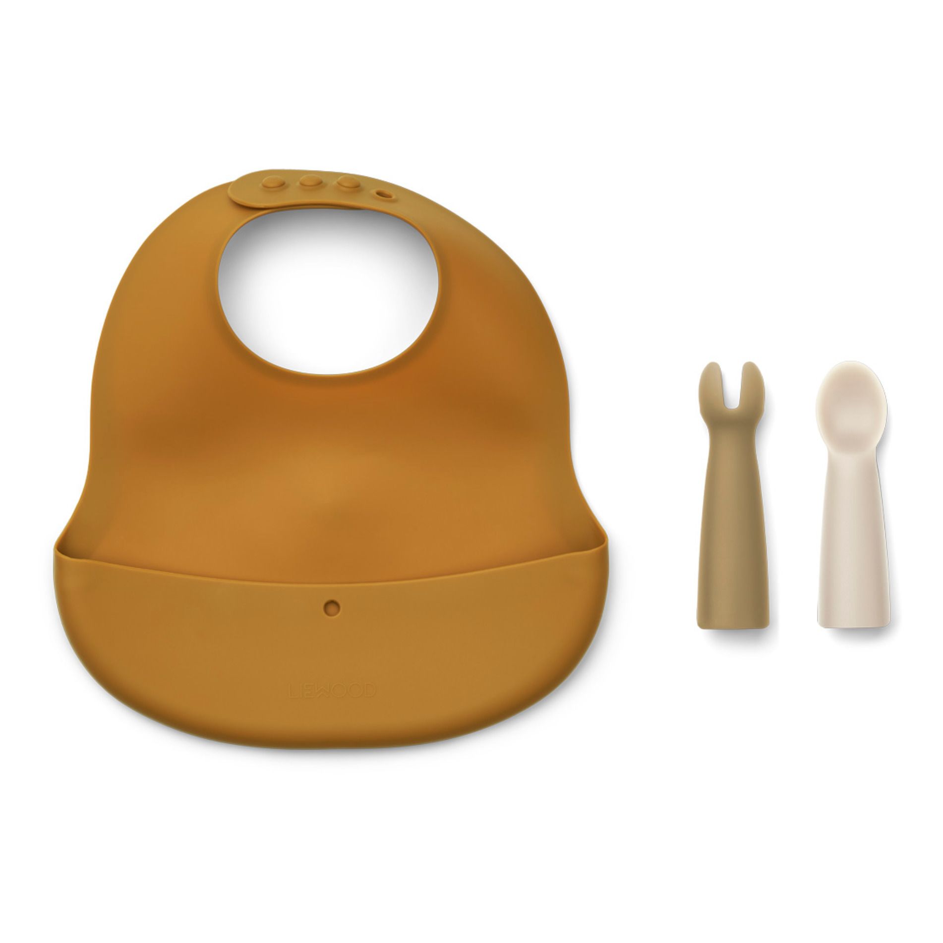 Aspen Silicone Bib and Cutlery Set Beige- Product image n°0