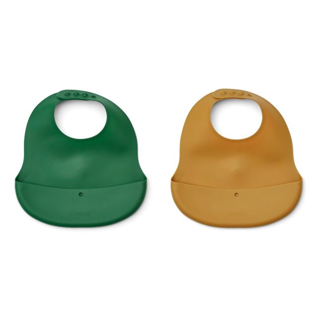 Juego de 2 baberos de silicona Ember | Verde