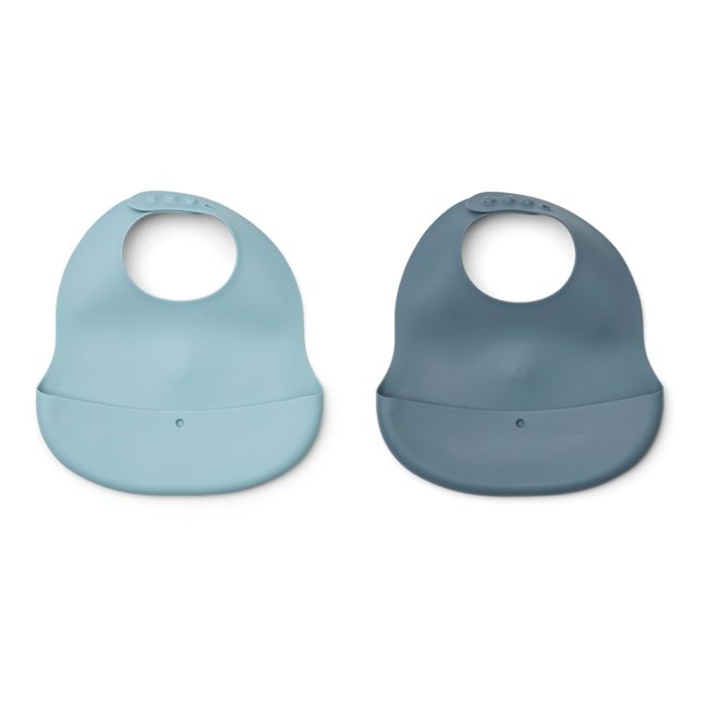Bavoir Ember en silicone-set de 2 | Bleu
