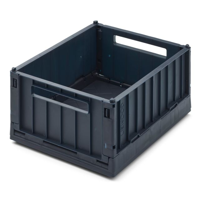 Weston Collapsible Storage Crates with Lid - Set of 2 | Navy