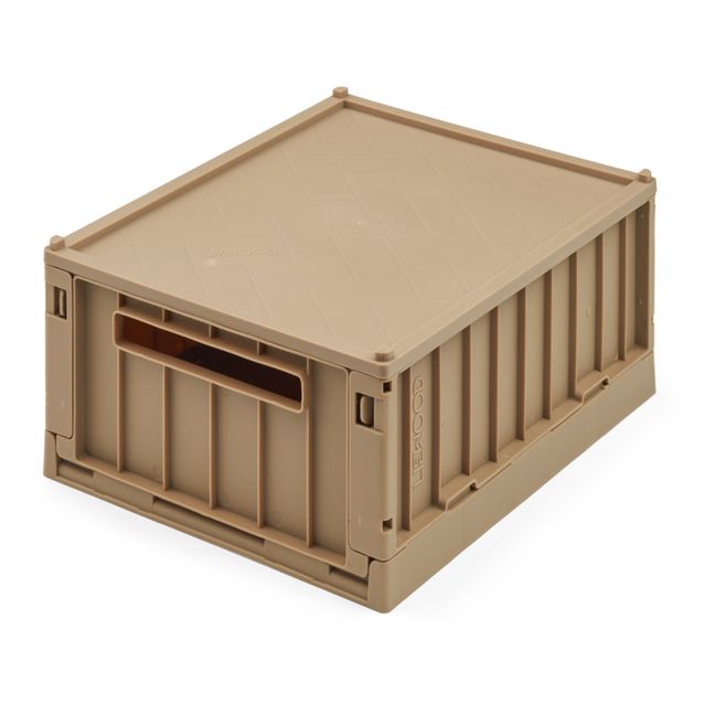Weston Collapsible Storage Crates with Lid - Set of 2 Beige