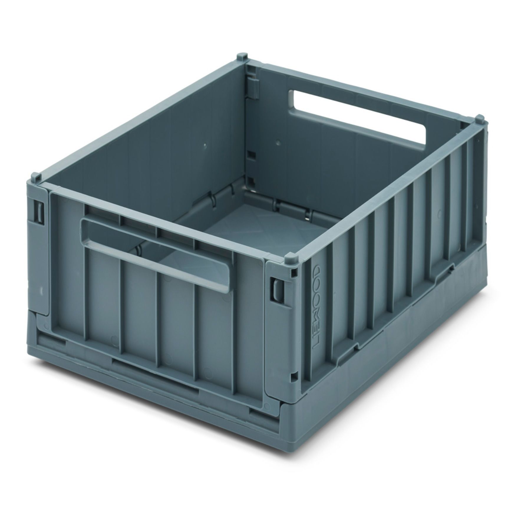 Weston Collapsible Storage Crates with Lid Set of 2 Grey blue Liewood