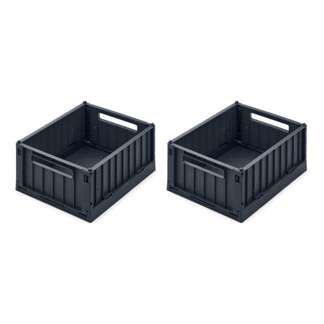 Weston Collapsible Crates - Set of 2 Navy blue