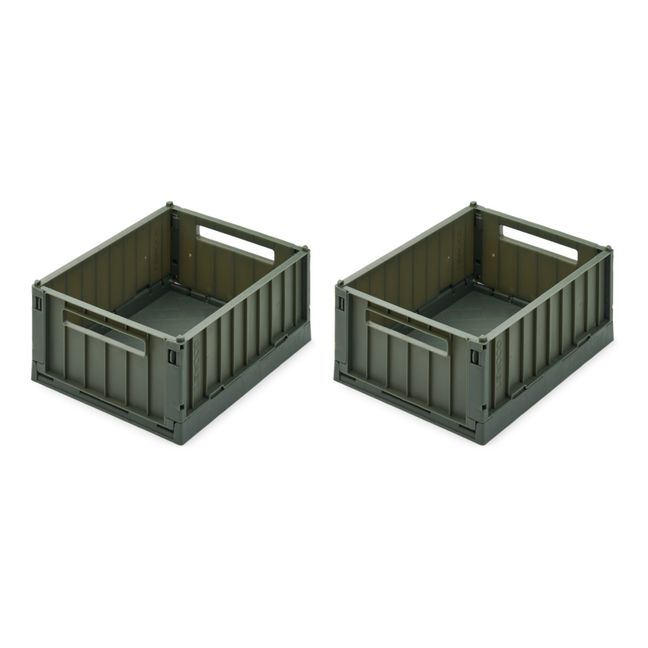 Weston Collapsible Crates - Set of 2 Dark green