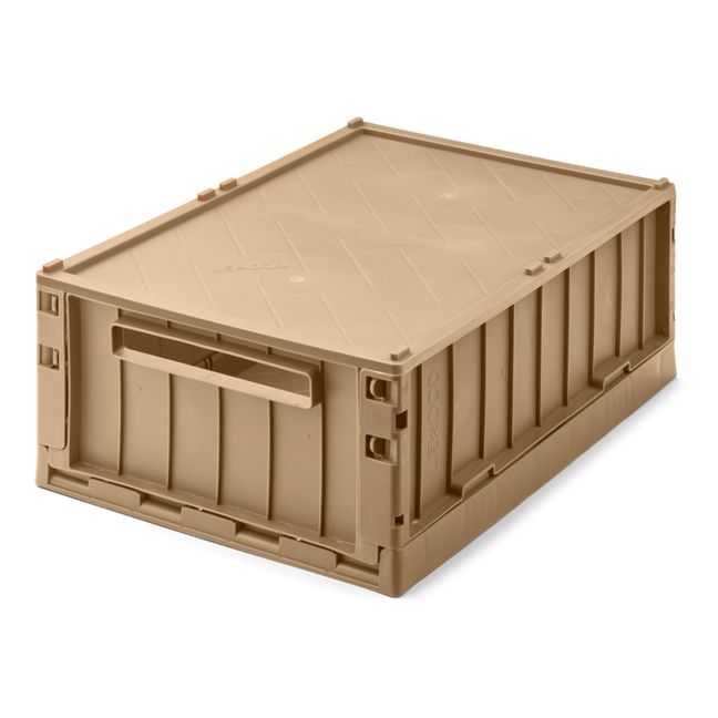 Weston Collapsible Storage Crate with Lid Beige