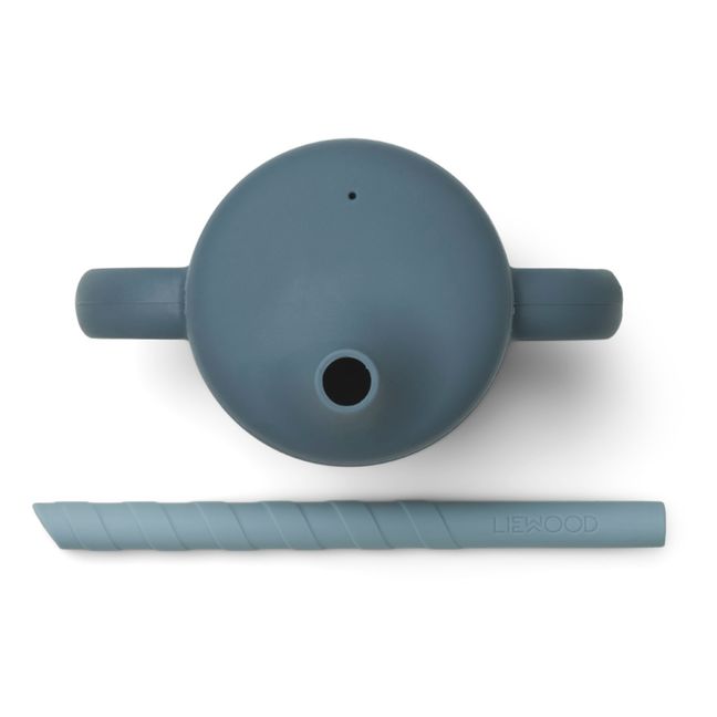 Tasse d'apprentissage et paille Cameron en silicone | Bleu