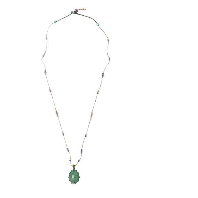 Tibetan Green Strawberry Quartz Short Necklace Beige