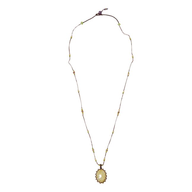 Tibetan Gold Rutilated Quartz Short Necklace Beige