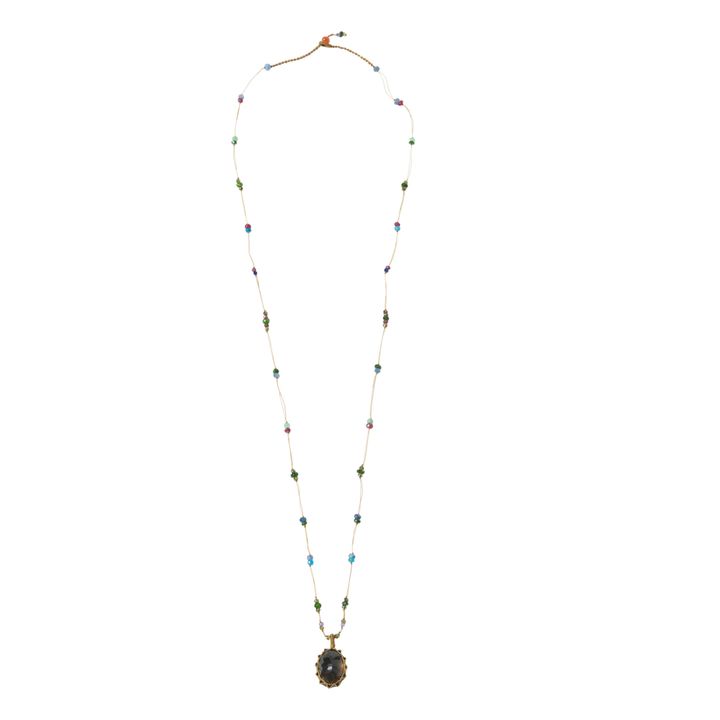 Tibetan Long Smoky Quartz Necklace | Beige- Product image n°2