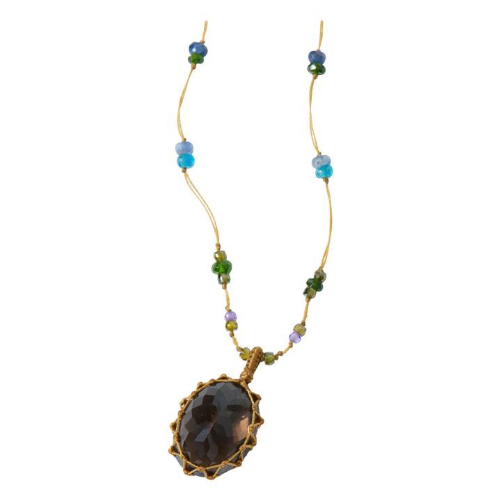 Tibetan Long Smoky Quartz Necklace | Beige- Product image n°3