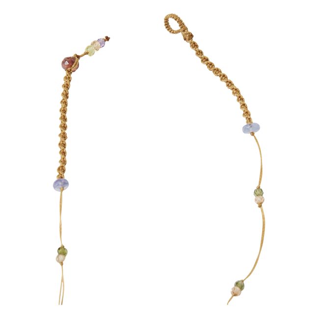 Tibetan Labradorite Green Fire Gemstone Short Necklace Beige