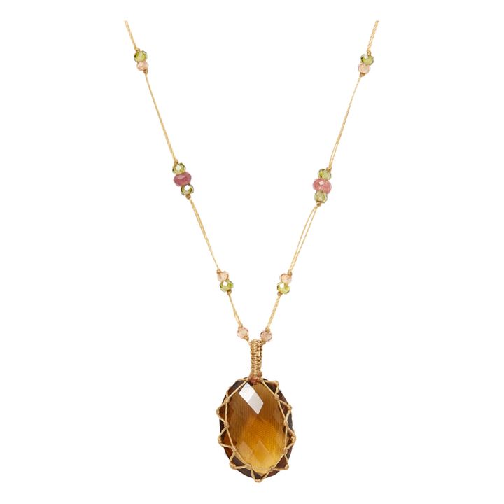 Tibetan Honey Quartz Short Necklace | Beige- Product image n°0