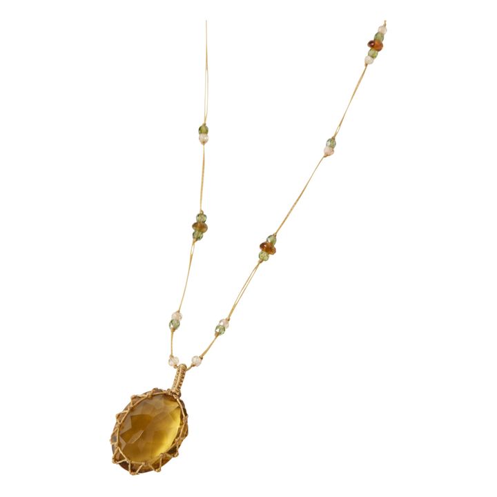 Tibetan Honey Quartz Short Necklace | Beige- Immagine del prodotto n°4