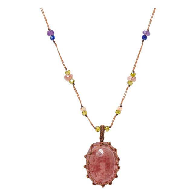 Tibetan Strawberry Pink Short Necklace Tabaco