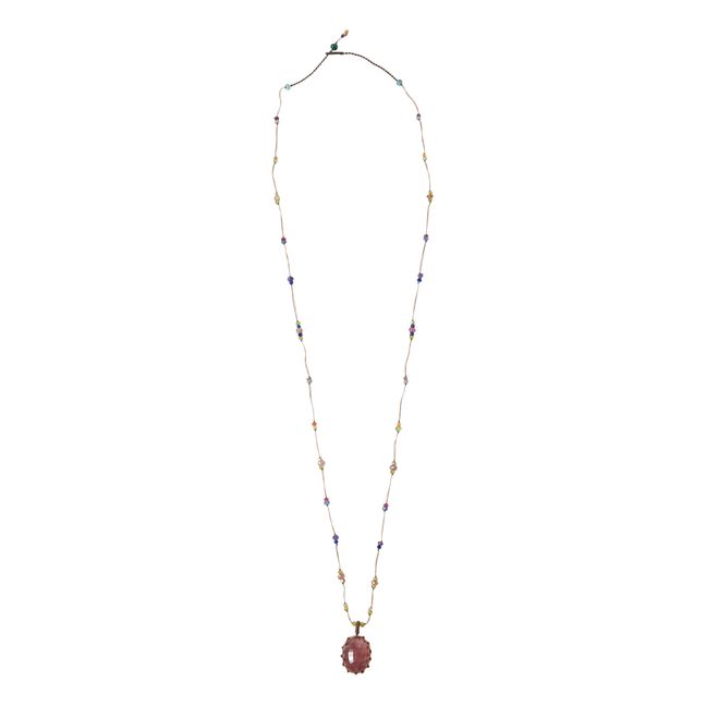Tibetan Strawberry Pink Short Necklace Tabaco