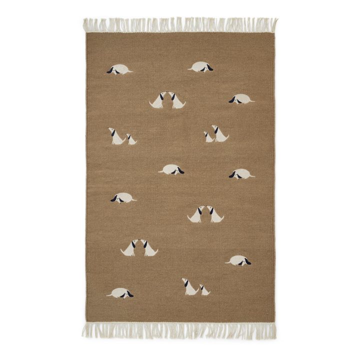 Bent Wool and Cotton Rug Beige- Product image n°0