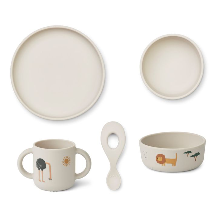 Set vaisselle Vivi en silicone - Set de 4 | Gris- Image produit n°0