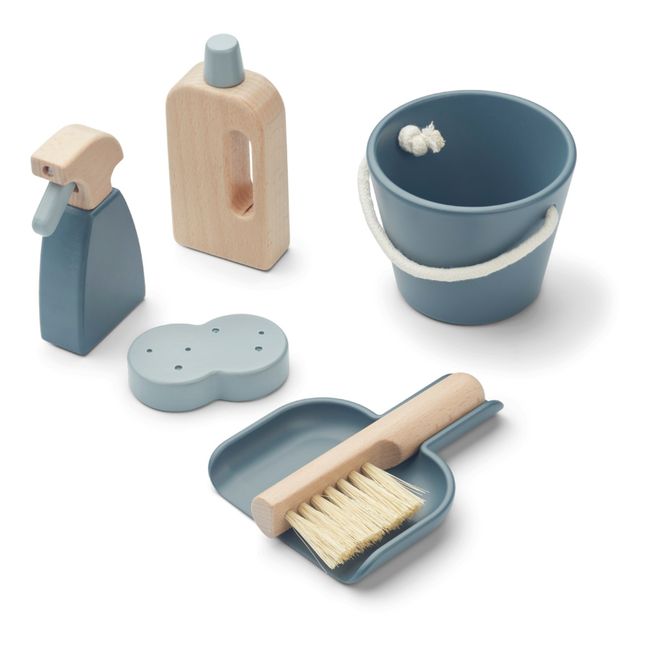 Set de ménage Kimbie en bois | Bleu gris