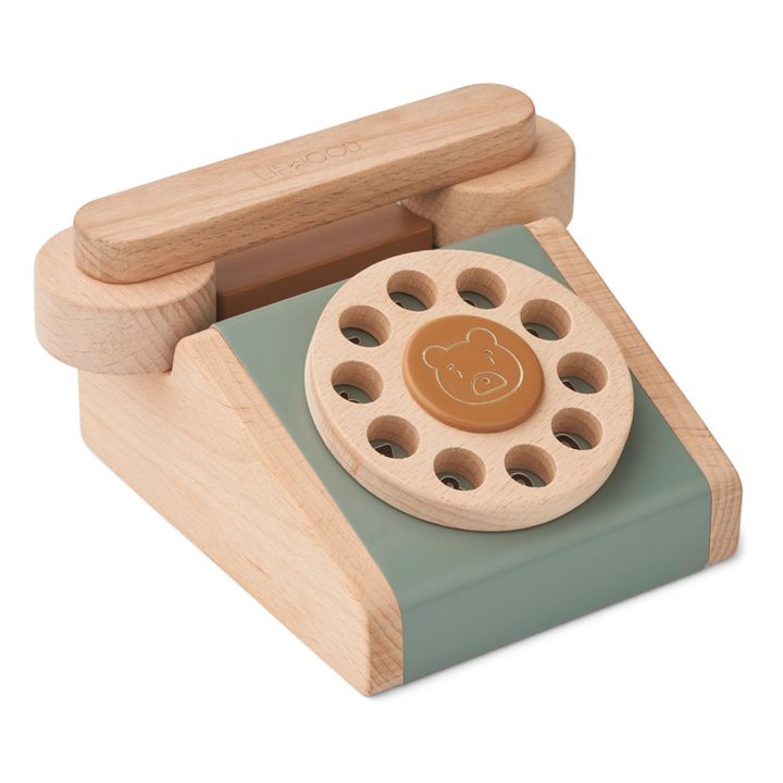 Téléphone classique Selma en bois | Vert- Image produit n°0