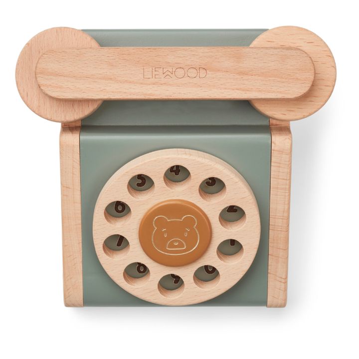 Klassisches Telefon aus Holz Selma | Grün- Produktbild Nr. 1
