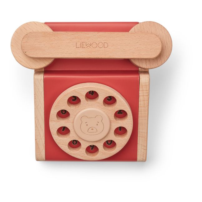 Klassisches Telefon aus Holz Selma | Rot