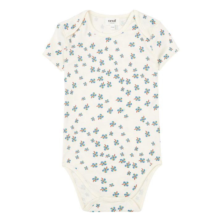 Organic Pima Cotton Floral Baby Bodysuit | Ecru- Product image n°0