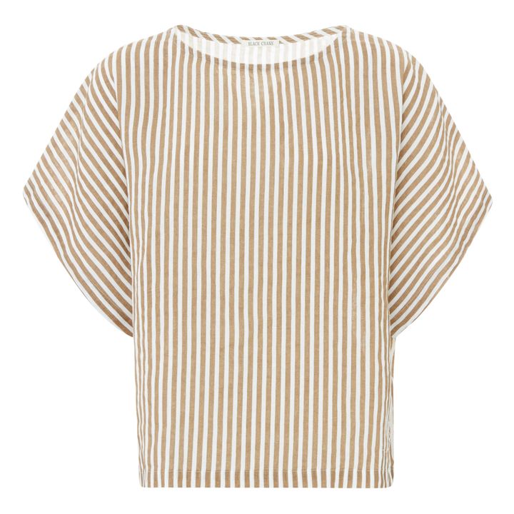Box Striped Linen Top | Ecru- Immagine del prodotto n°0