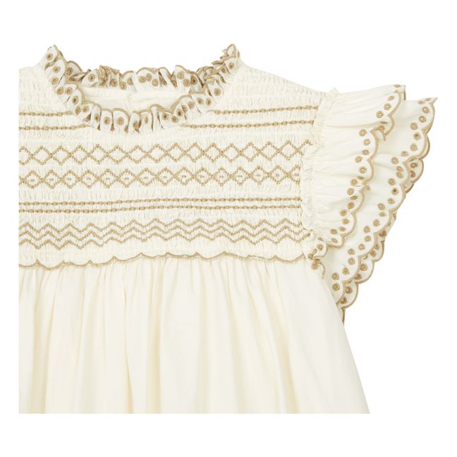 Bijou Embroidered Dress | Ecru