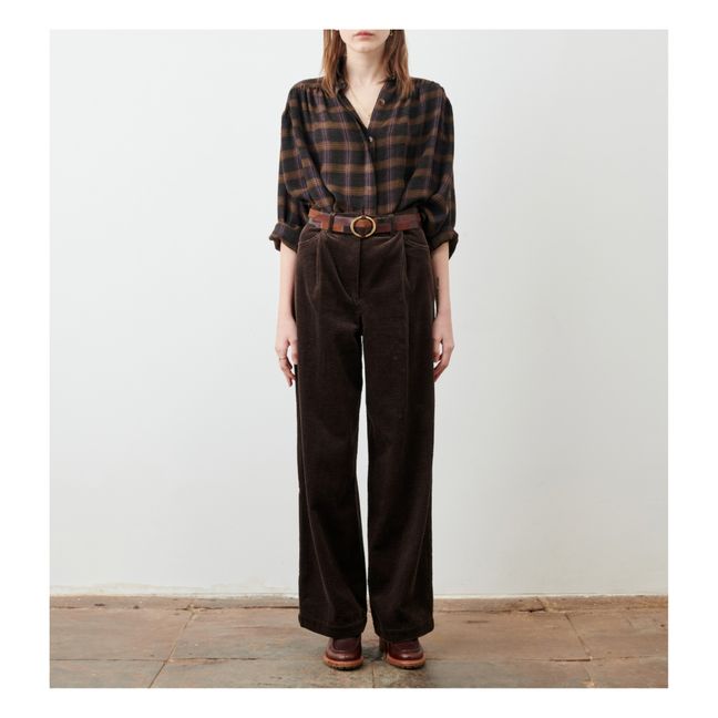 Insta Hello Corduroy Pleated Trousers | Marrone