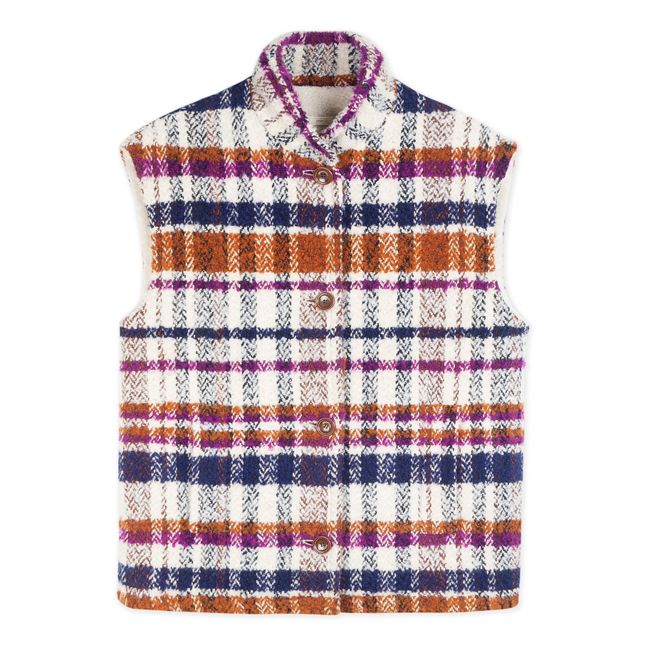 Castellino Tartan Wool Vest | Ecru