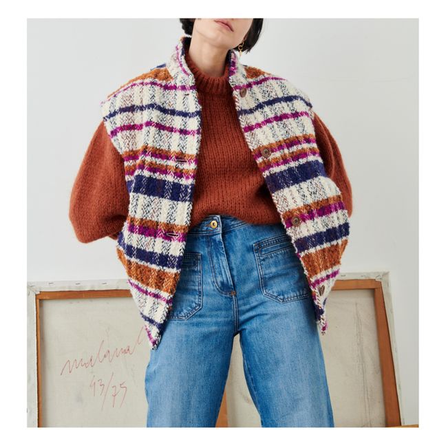Castellino Tartan Wool Vest | Ecru