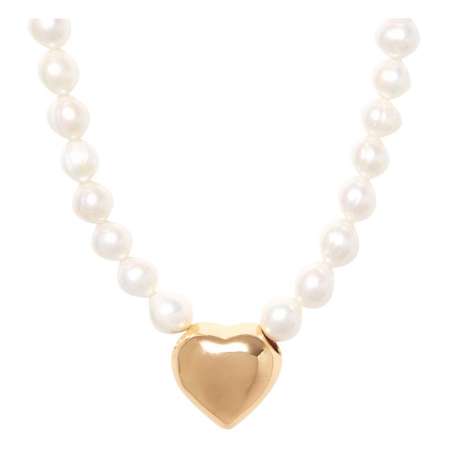 Freshwater Pearl Heart Necklace Blanco