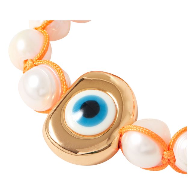 Baroque Pearl and Eye Bracelet Orange