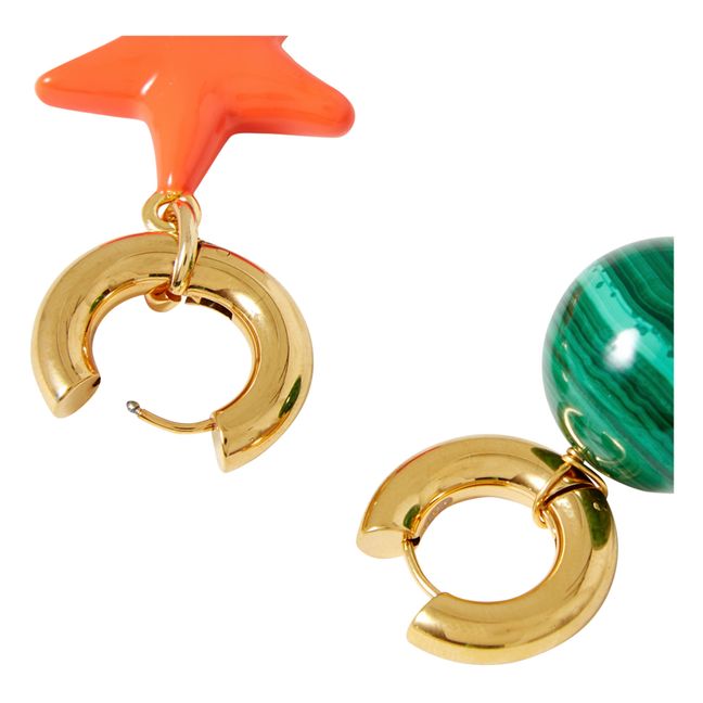 Star and Ball Earrings | Orange