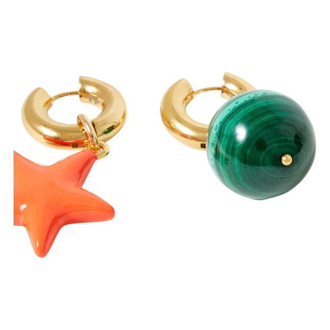 Star and Ball Earrings Naranja